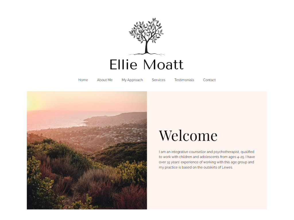 Ellie M Therapy Homepage Screenshot